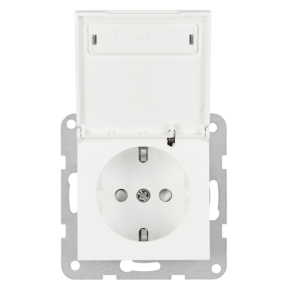 Insert priză, cu protecție ,cu capac și etichetă, alb