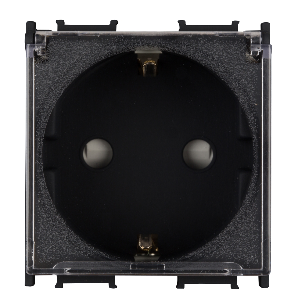 Insert priză cu protecţie mărită,capac,16A,cl cu şurub,negru