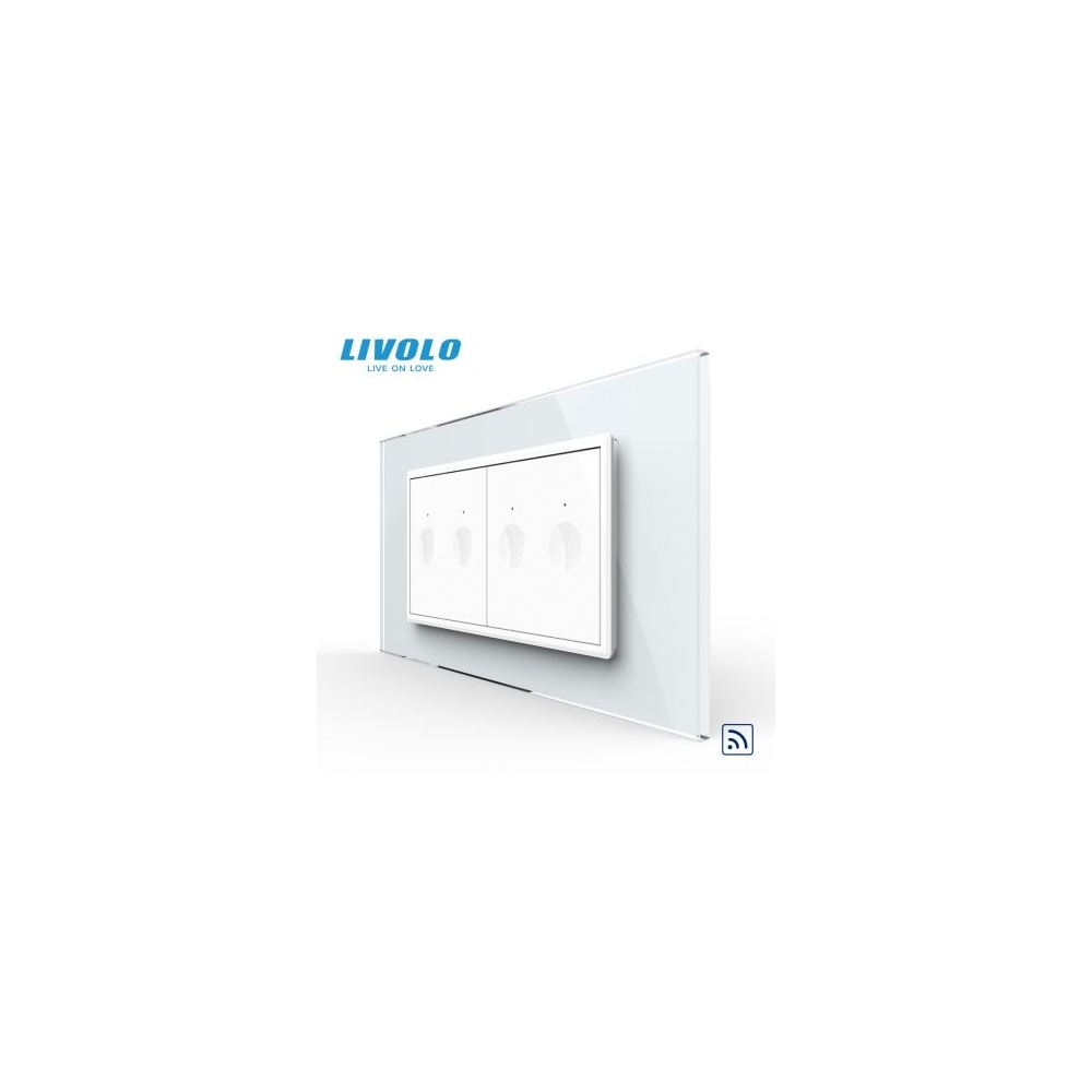 Intrerupator tactil dublu control telecomanda RF + Intrerupator tactil dublu control telecomanda RF, 4M, cu rama sticla