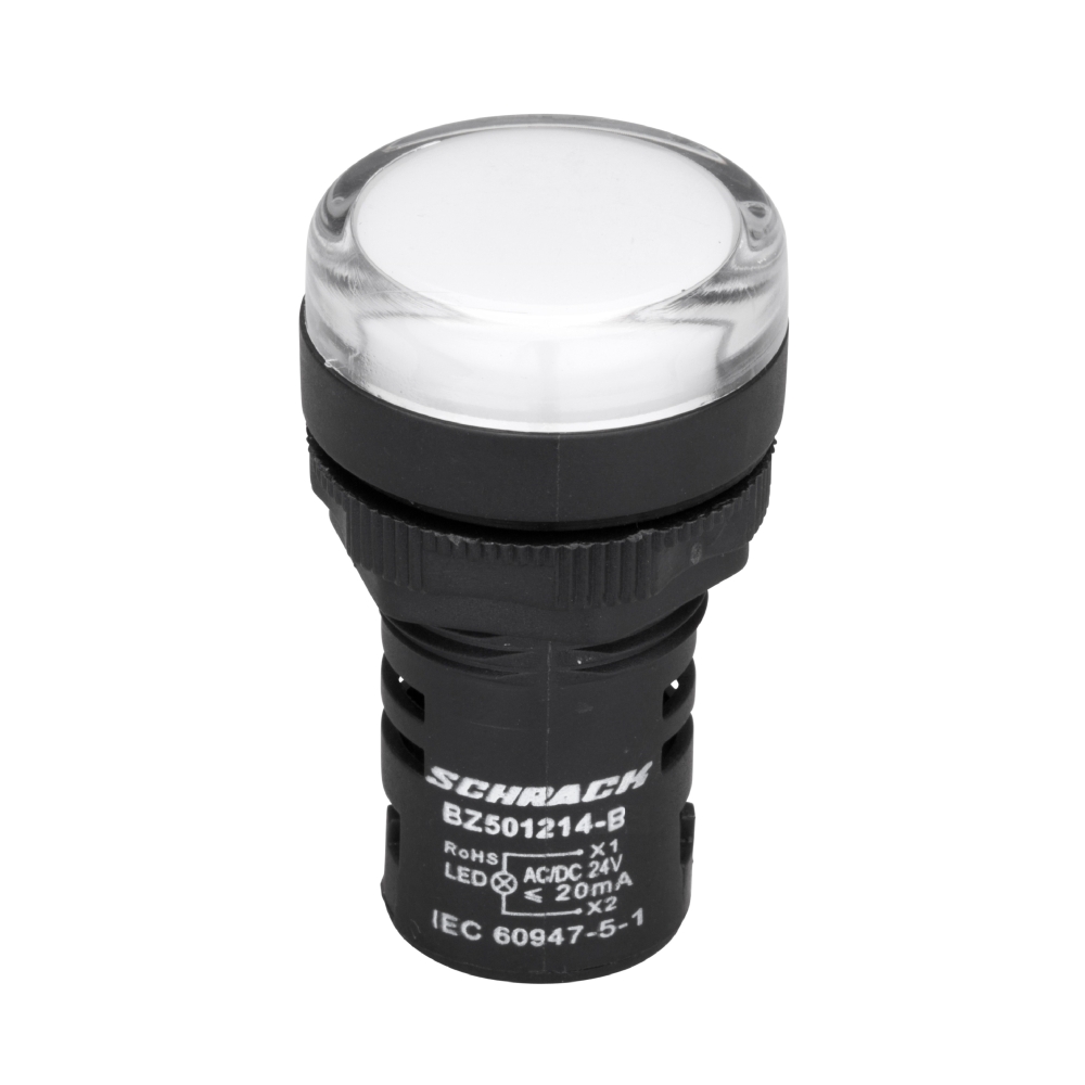 Lampă de semnalizare cu LED, monobloc, 24V-AC/DC, alb