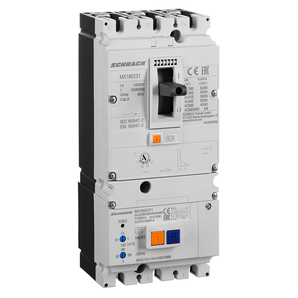&Icirc;ntreruptor aut+dif Tip A, 3P, 50kA, 80A Idn p&acirc;nă la 1A
