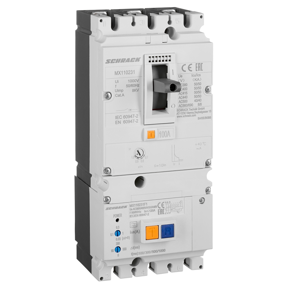 &Icirc;ntreruptor automat+dif Tip A, 3P, 50kA, 100A Idn p&acirc;nă la 1A