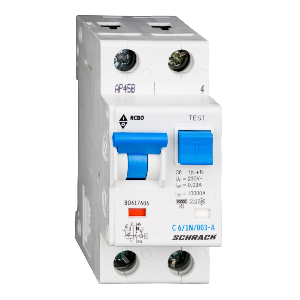 &Icirc;ntreruptor automat+diferenţial, C6/30mA, 10kA, tip A, 1P+N