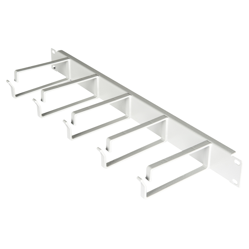Organizator 19", 1U, 5 inele metalice 130mm, RAL 7035