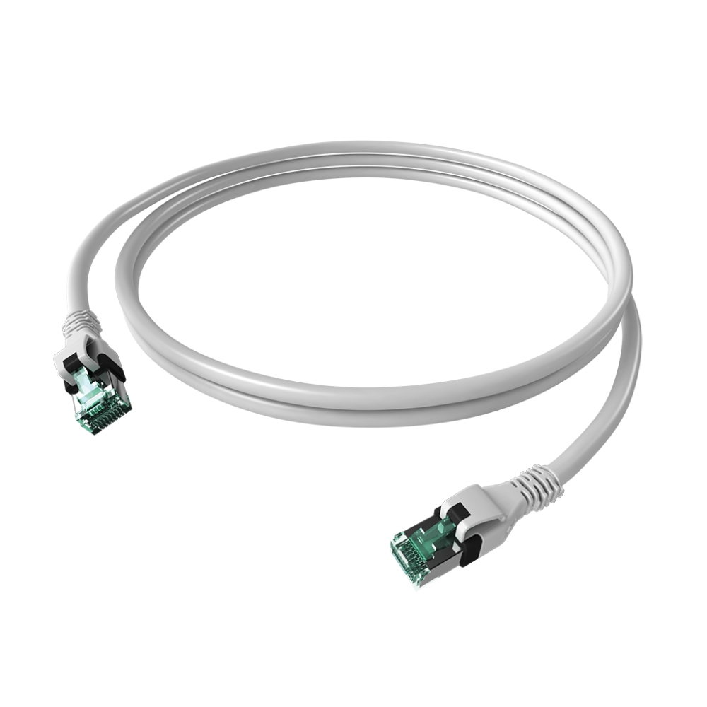Patchcablu Cat.6a push pull ecranat RJ45 alb ,LS0H, 7,5m