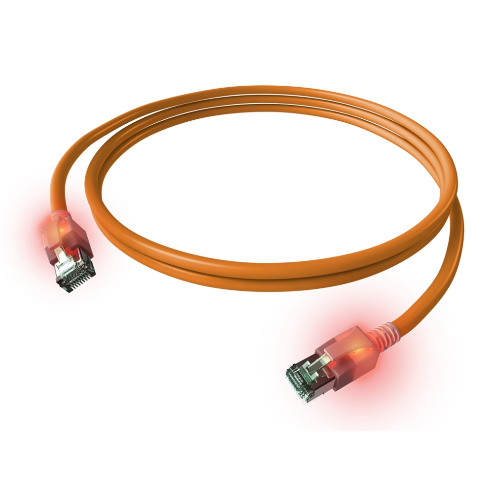 Patchcablu Cat6a cu LED ecranat RJ45 portocaliu 10GB 10m
