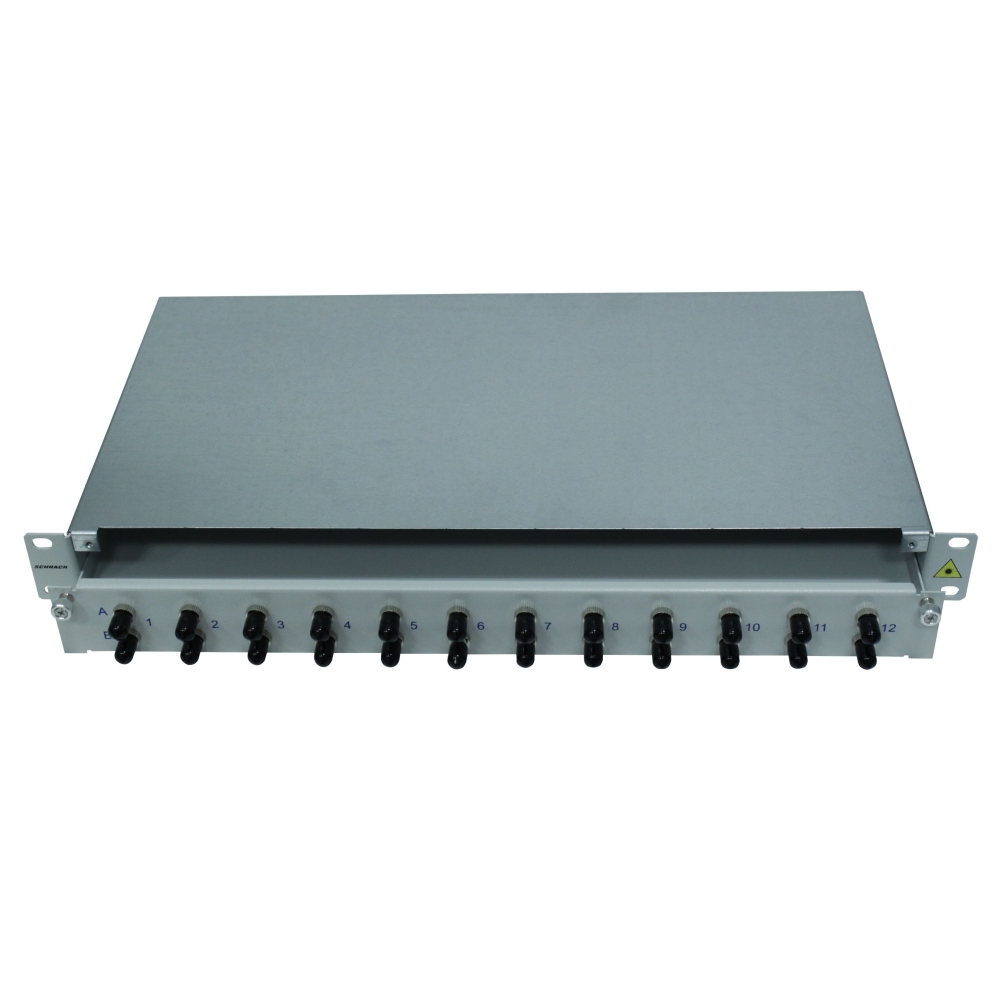 Patchpanel FO 19", 1UV, culisant, pentru 16 fibre, ST, MM