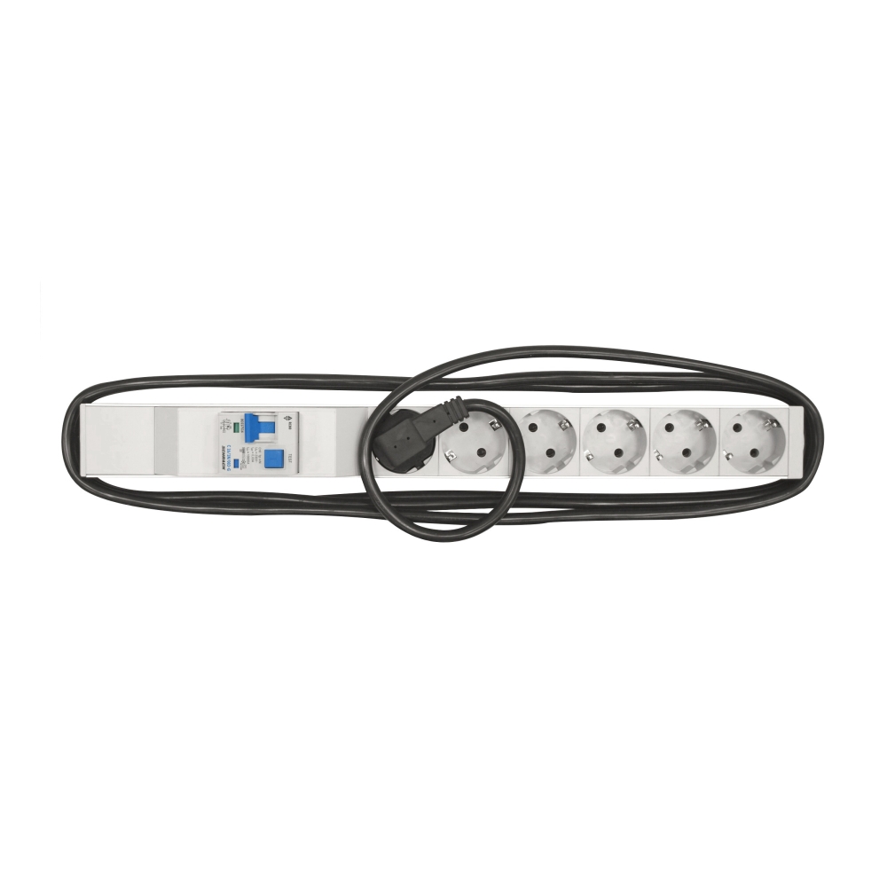 PDU 19", 6xSchuko+dif. BO217516,prof ALU 1U,cablu 3m,RAL7035
