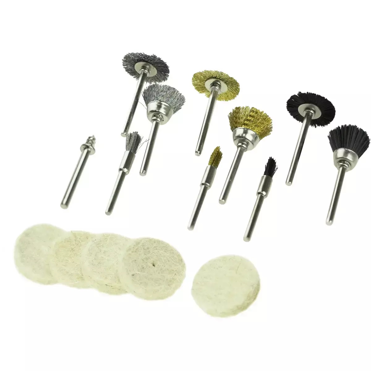 Perii de s&acirc;rmă si p&acirc;sle de lustruit, set 15 buc.