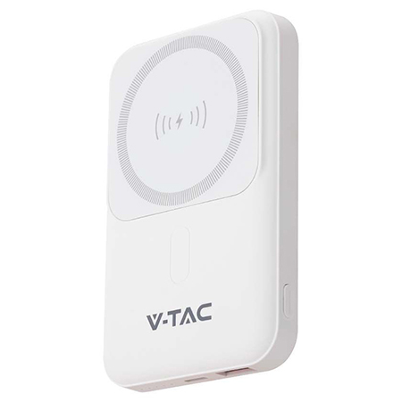 Power bank 10000mah cu inel magnetic incarcare wireless - alb