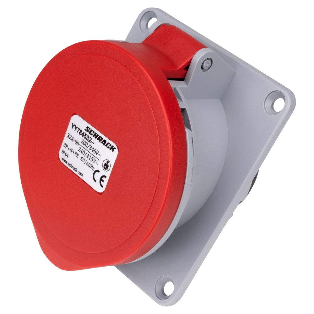 Priză CEE montaj pe panou, 5 poli, 32A 400V IP44, unghi 15&deg;