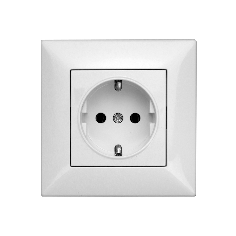Priză cu PE completă, alb, conexiune elastica