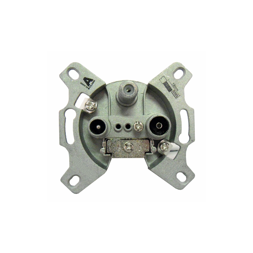 Priză trec.3port.R/TV/SAT,Cl.A,aplicată albă