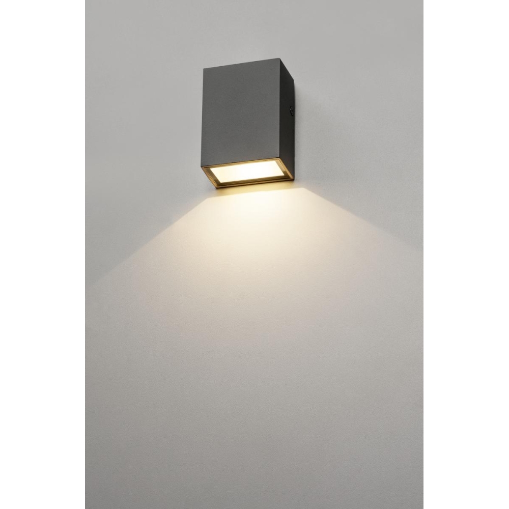 QUAD 1 lampa perete, patrat, antracit, LED, 1x3W, alb cald