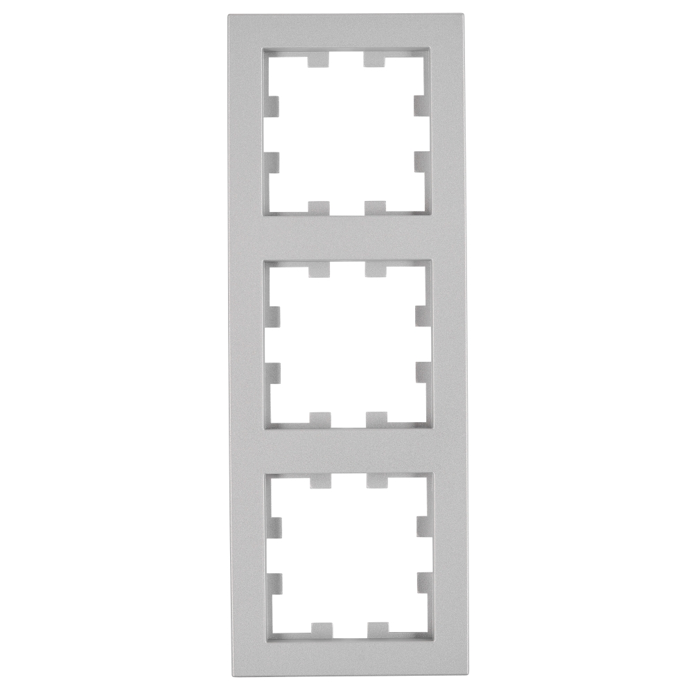 Ramă 3 aparate, Design CUBIC, argintie