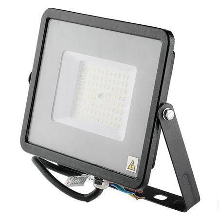 Reflector led smd slim 50w 120lm/w 6400k ip65 negru, cip samsung