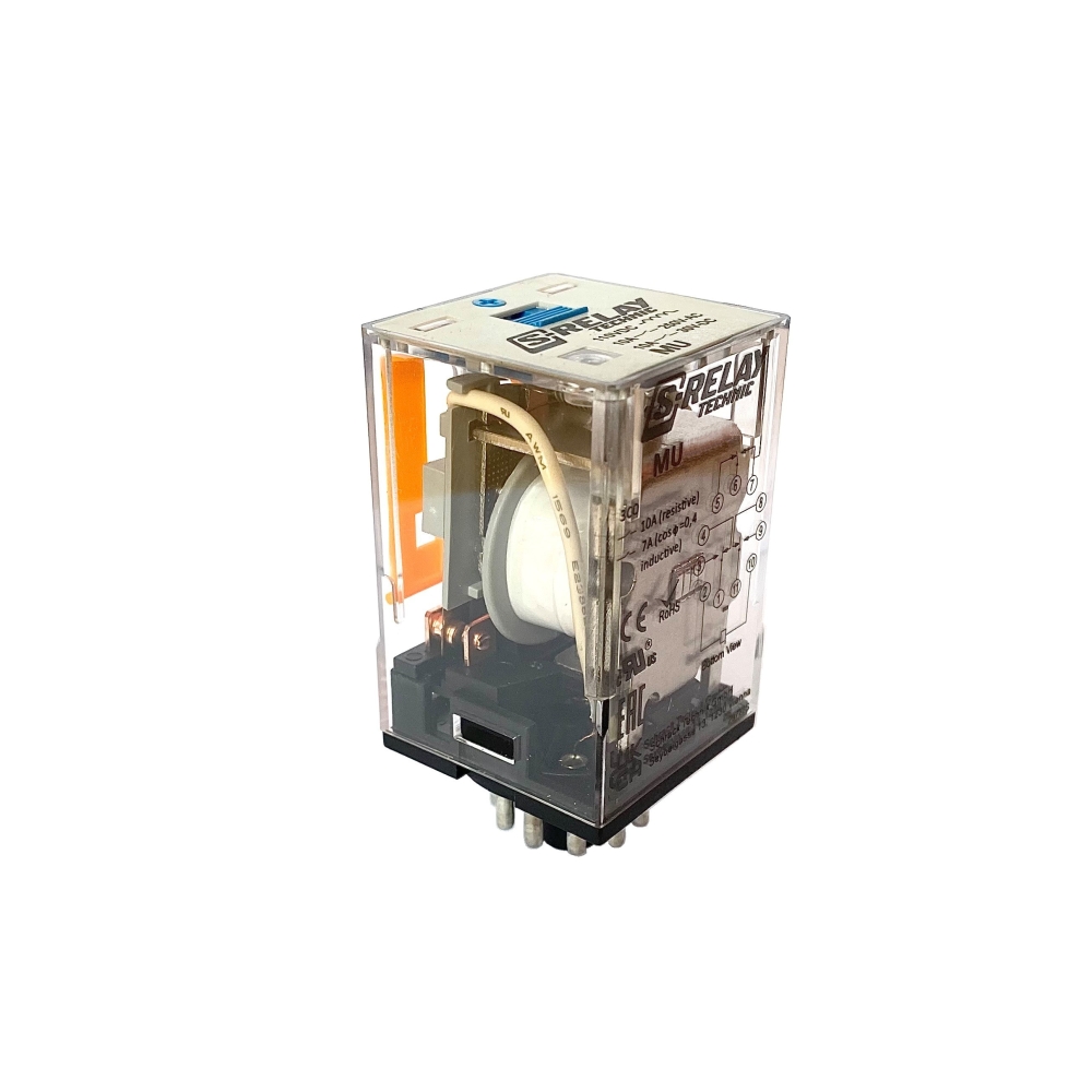 Releu broşabil, 8 pini, 2 CC, 12V c.c., 10A