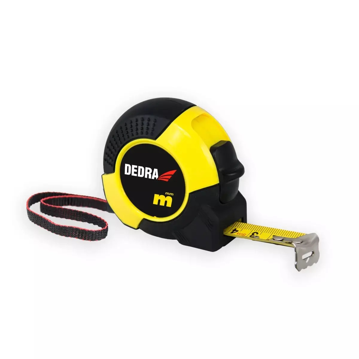 Ruletă de măsurat 3m/16mm, carcasă din cauciuc, bandă din nailon,bandă de apucare