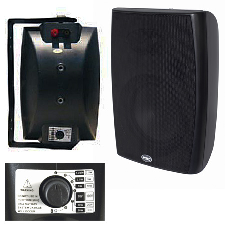 Set 2 boxe sonorizare linie 4" 100v 20w negru bst