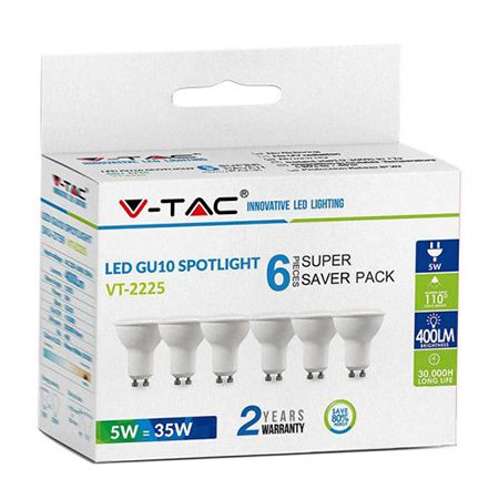 Set 6 becuri gu10 5w 4000k alb neutru