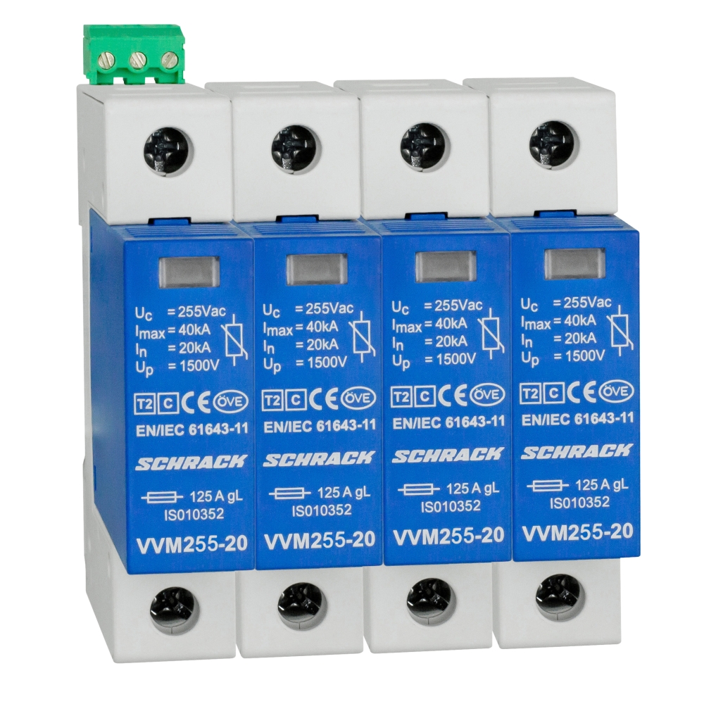 Set descărcător VARTEC T2(C) pt. TN-S 255V/20kA+cont.aux.4+0