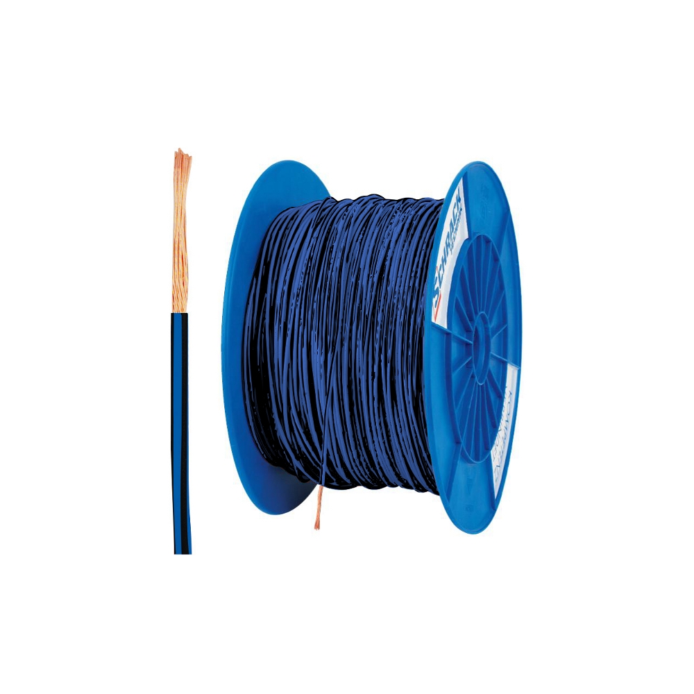 Tambur cu 200m conductor H07V-K 2,5 albastru/negru