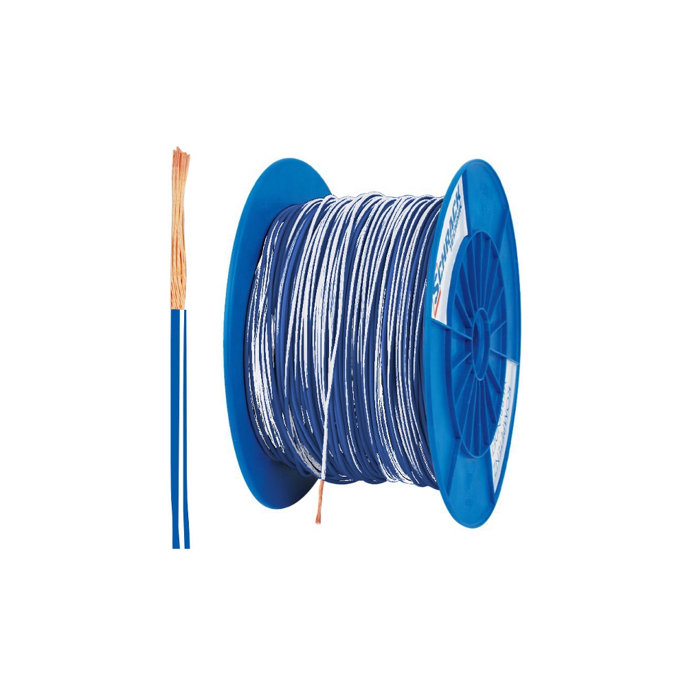 Tambur cu 300m conductor H05V-K 0,75 albastru/alb