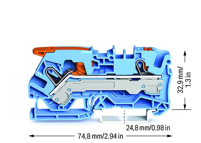 Wago 2106-5204 regleta de trecere cu 2 conductori albastru 6mmp  