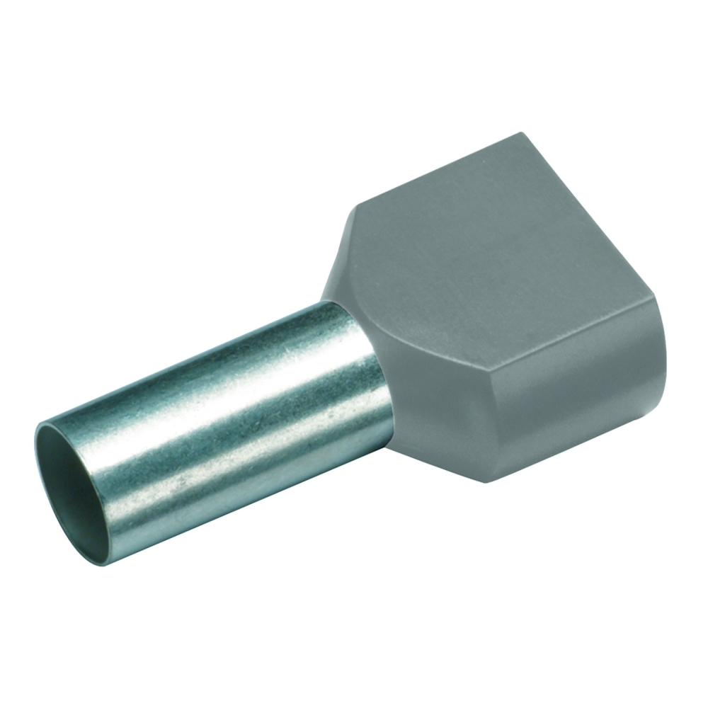 Wire ferrule, Duo 2x0.75mm&sup2;, L1=10mm, grey