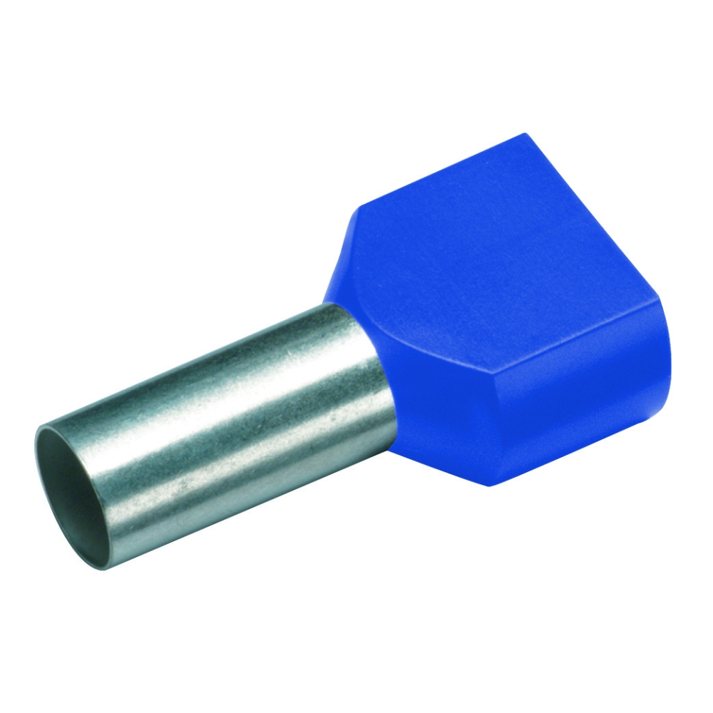Wire ferrule, Duo 2x2.5mm&sup2;, L1=10mm, blue